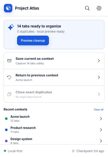 Project Atlas Chrome toolbar popup