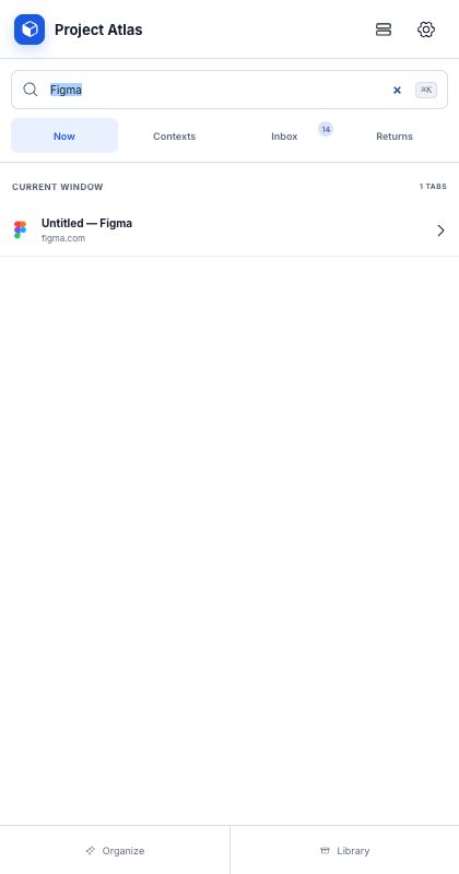 Project Atlas Chrome side panel filtering live tabs